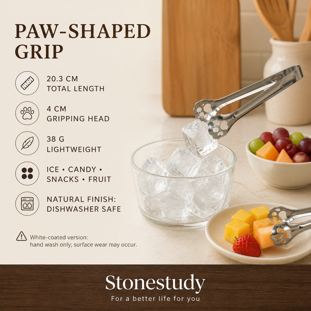 304 stainless steel paw-shaped snack tongs specifications and use cases