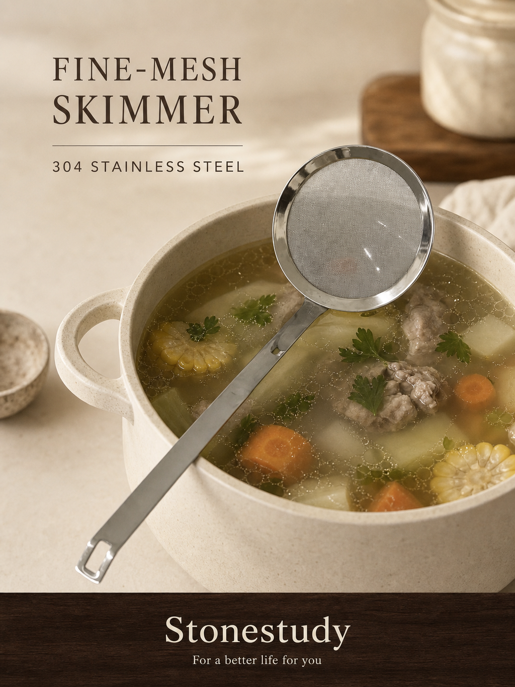 304 stainless steel fine-mesh skimmer
