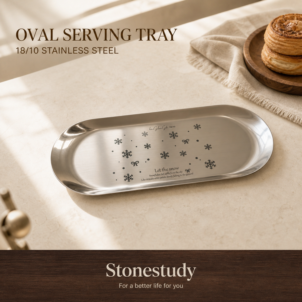18/10 stainless steel oval dessert serving tray