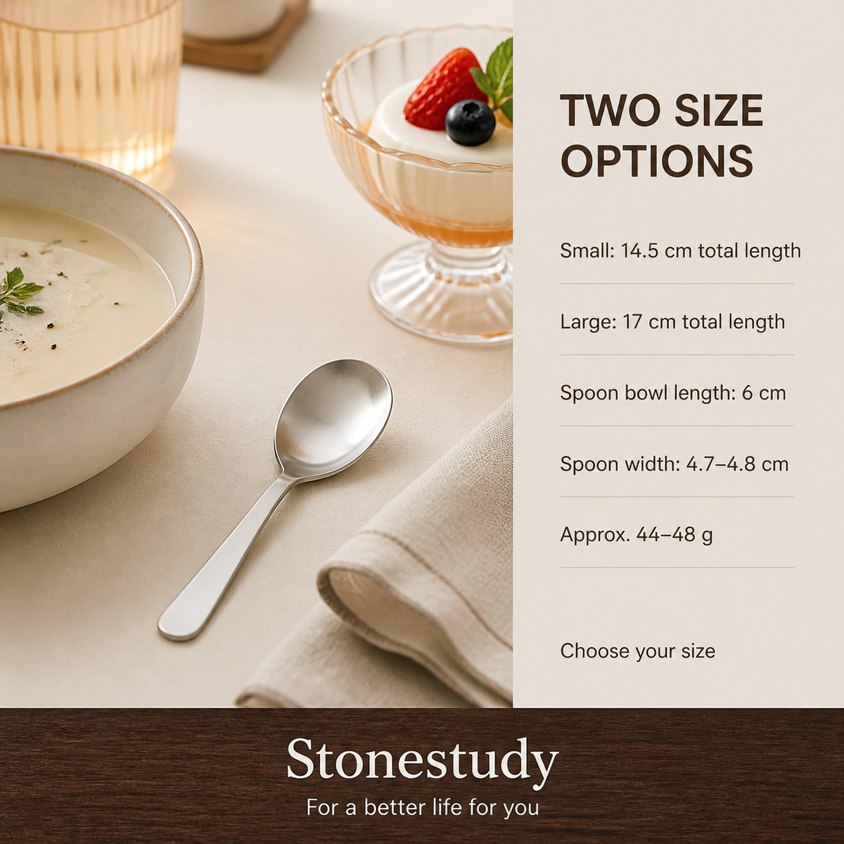 18/10 stainless-steel spoon size specifications