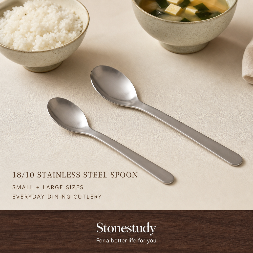 Two 18/10 stainless-steel spoons