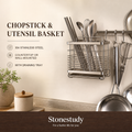 Hanging 304 stainless-steel chopstick and utensil basket