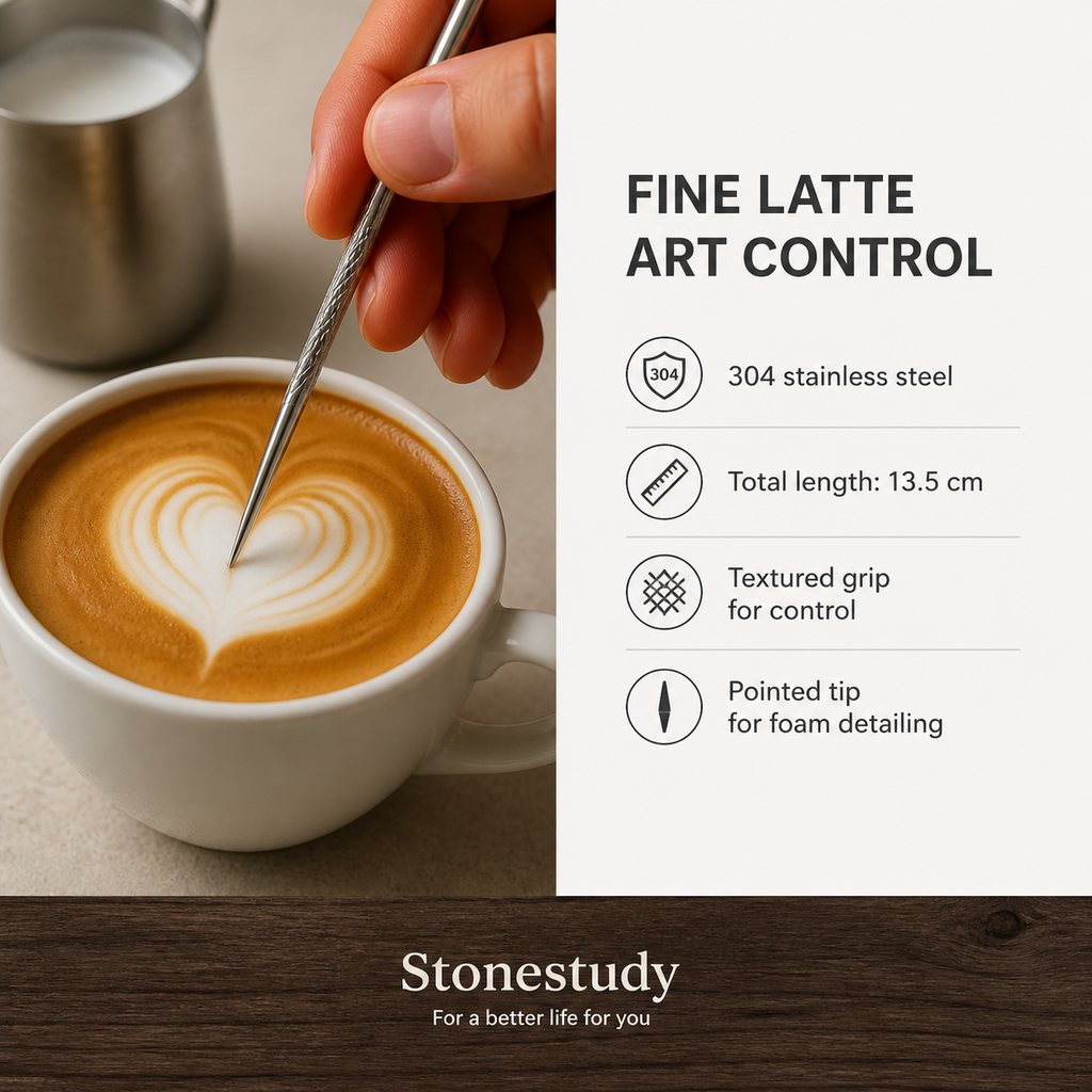 Latte art needle material and length specifications