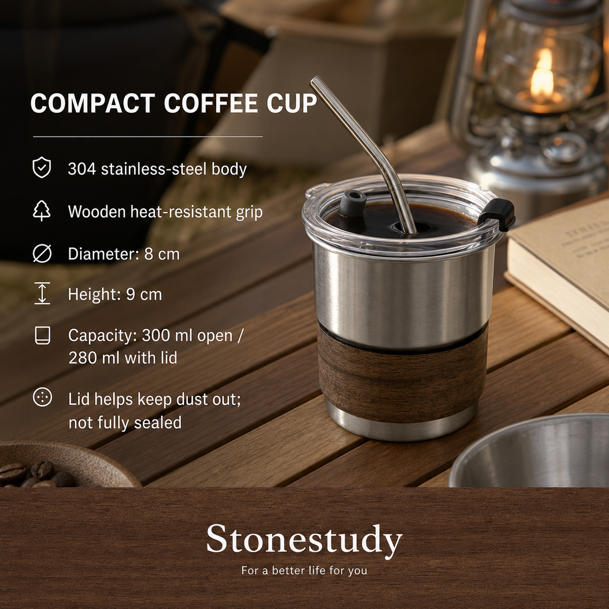 Coffee cup size and non-sealed dust cover details