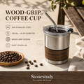 304 stainless-steel coffee cup with wooden grip