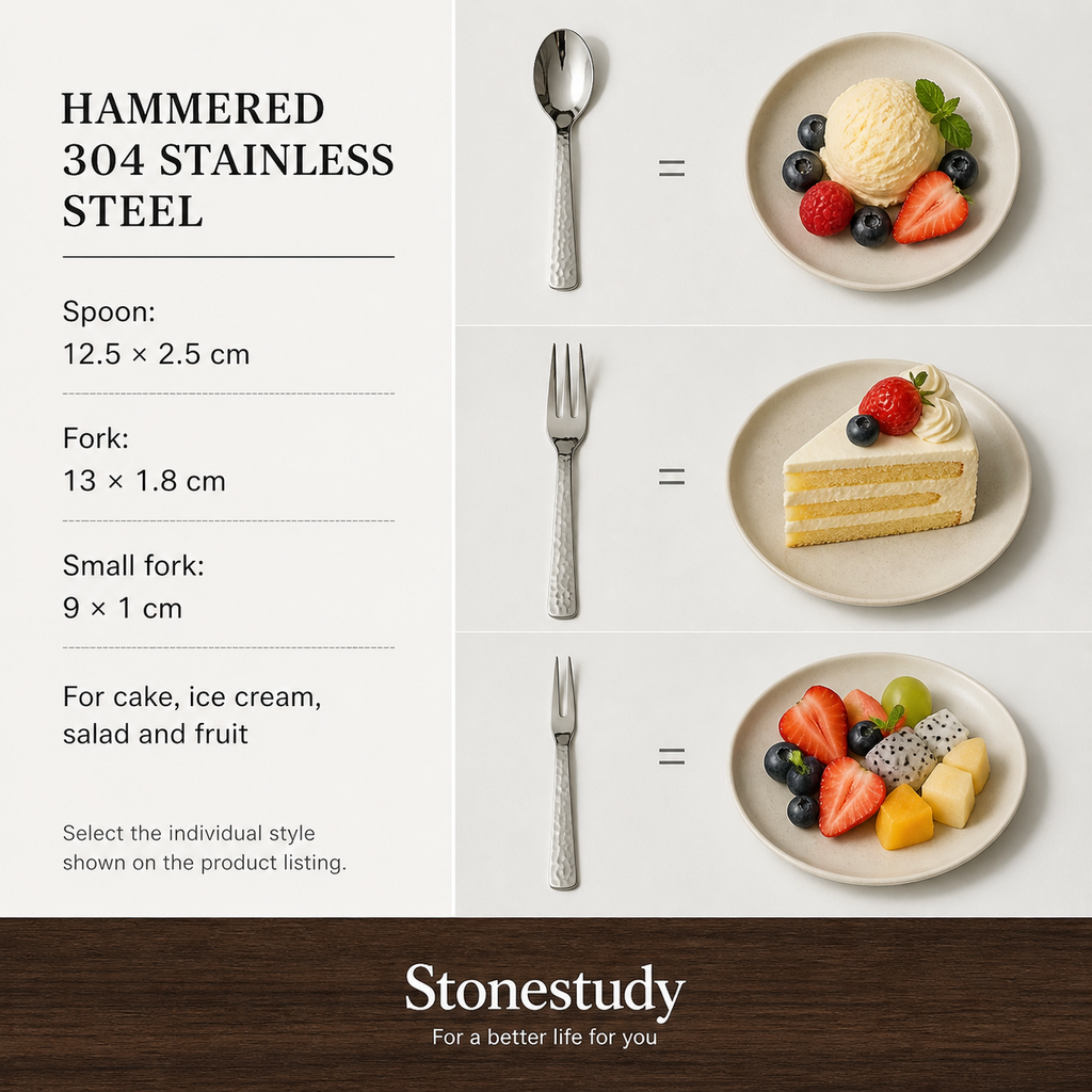 Hammered cutlery size options