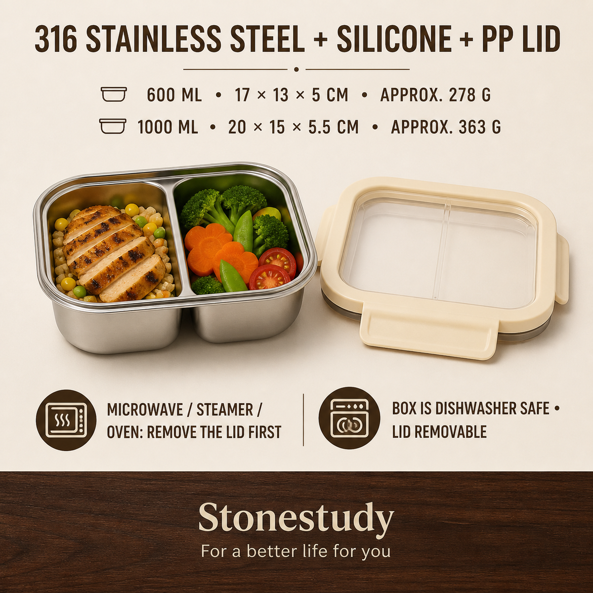 meal prep box sizes removable lid and heating guidance