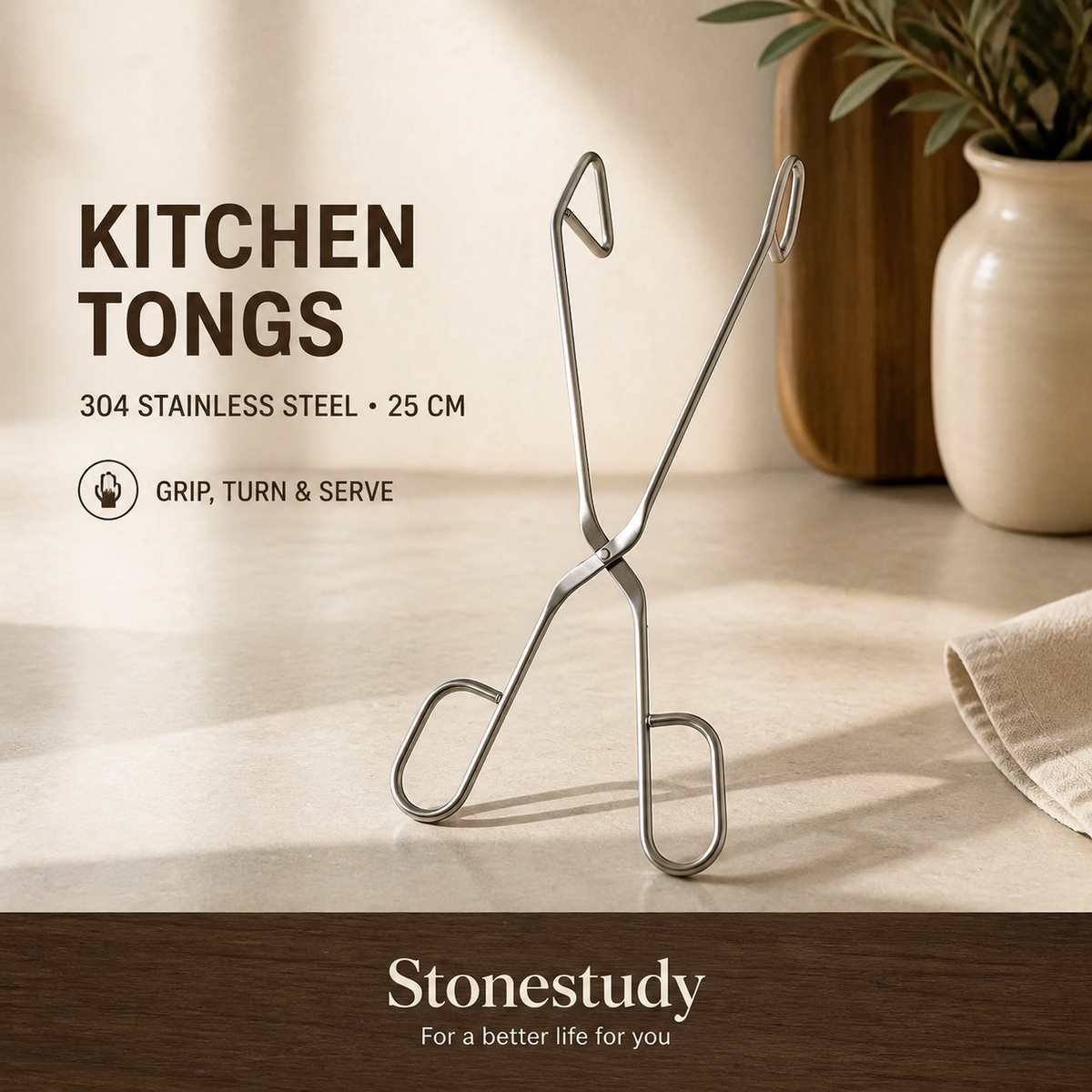 304 Stainless Steel Kitchen Tongs — main product image