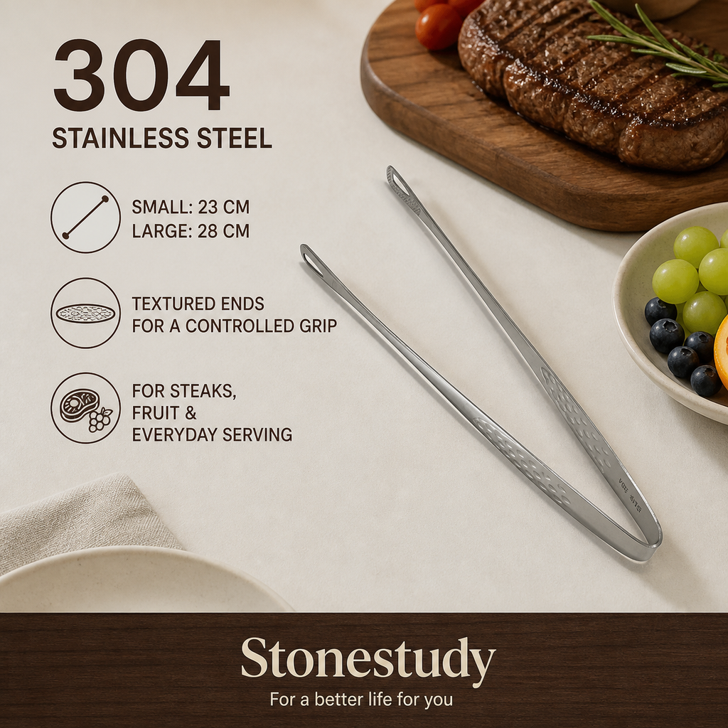 304 stainless food tong sizes and textured grip