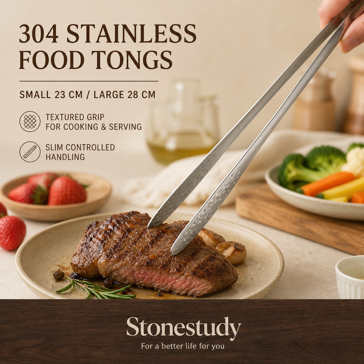 304 stainless steel food tongs