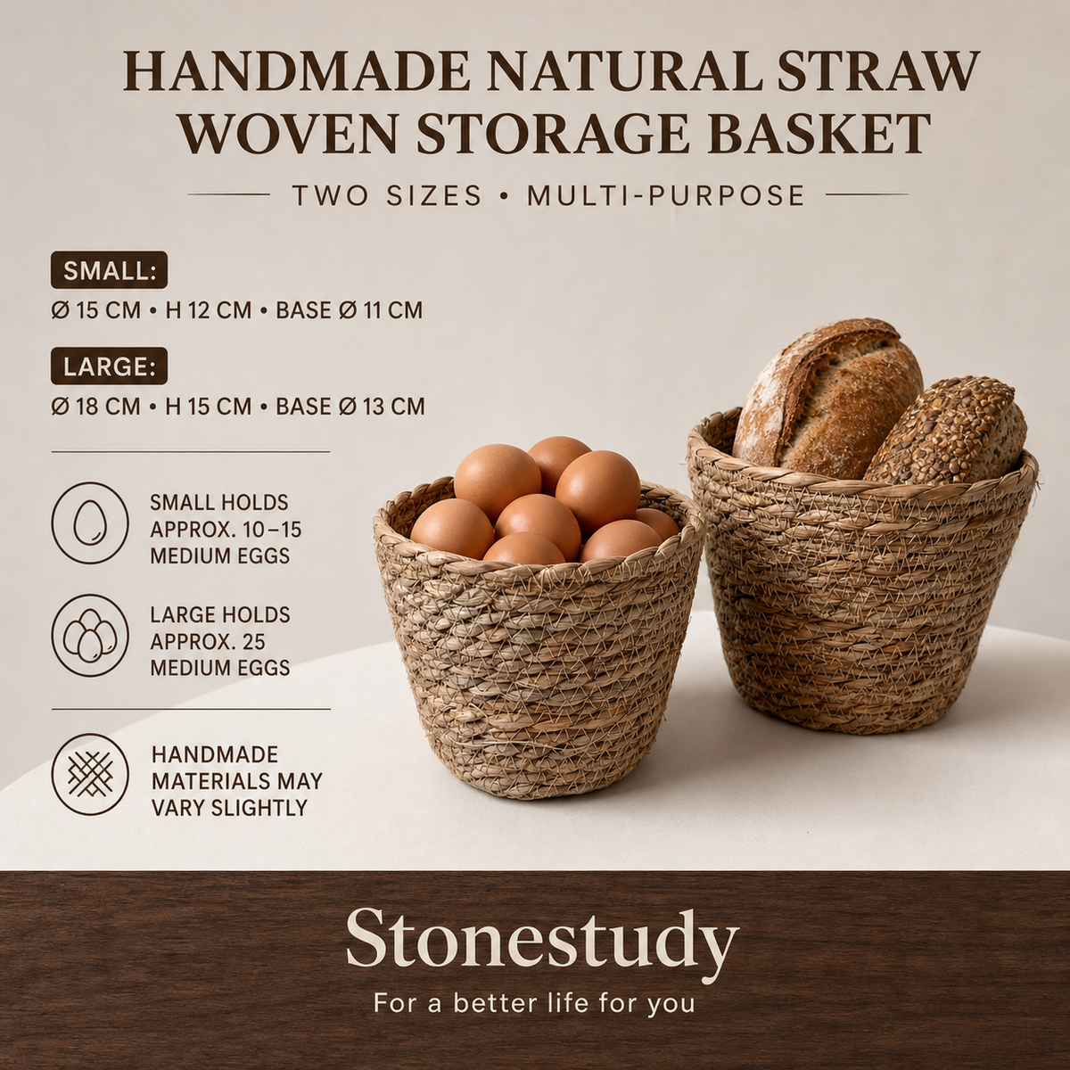 Handwoven basket sizes and capacity