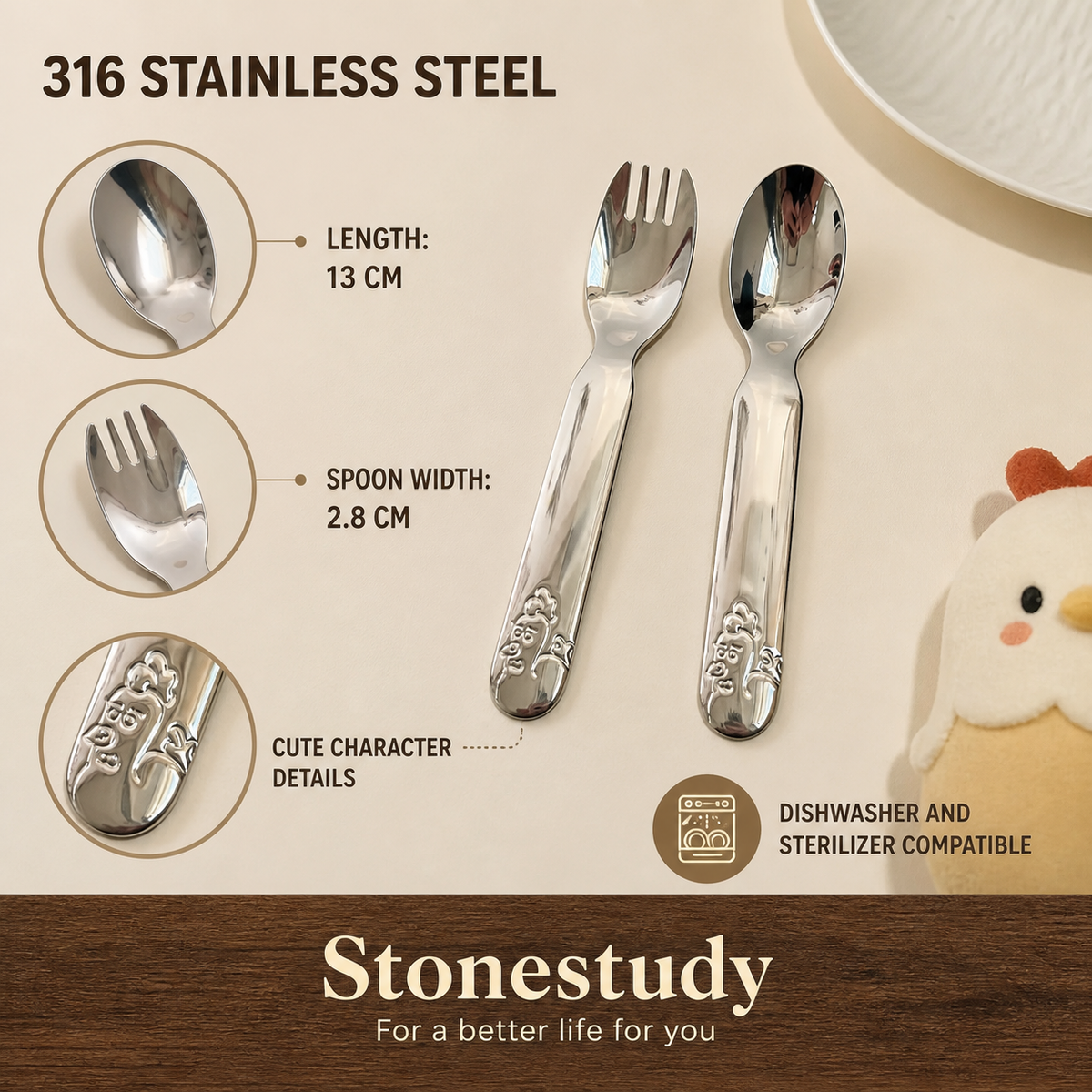 Kids spoon and fork specifications