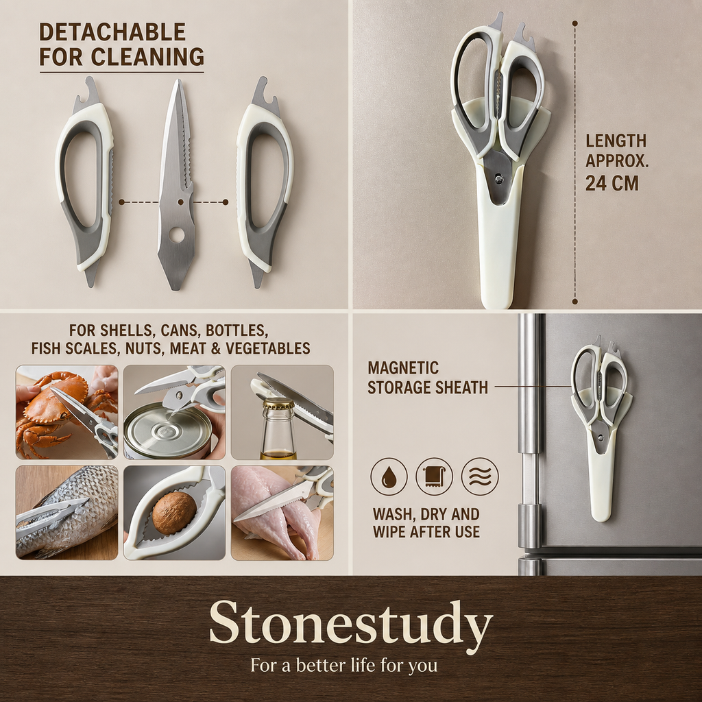 Food scissors detachable sheath and functions