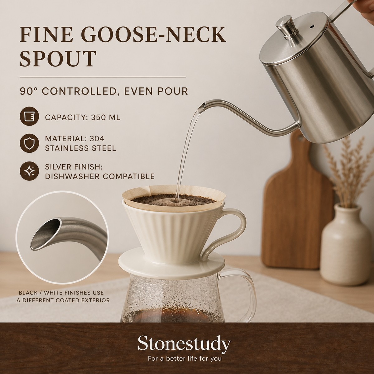 Gooseneck coffee kettle pour and specifications