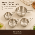 Handled Stainless Steel Serving Bowl — main product image