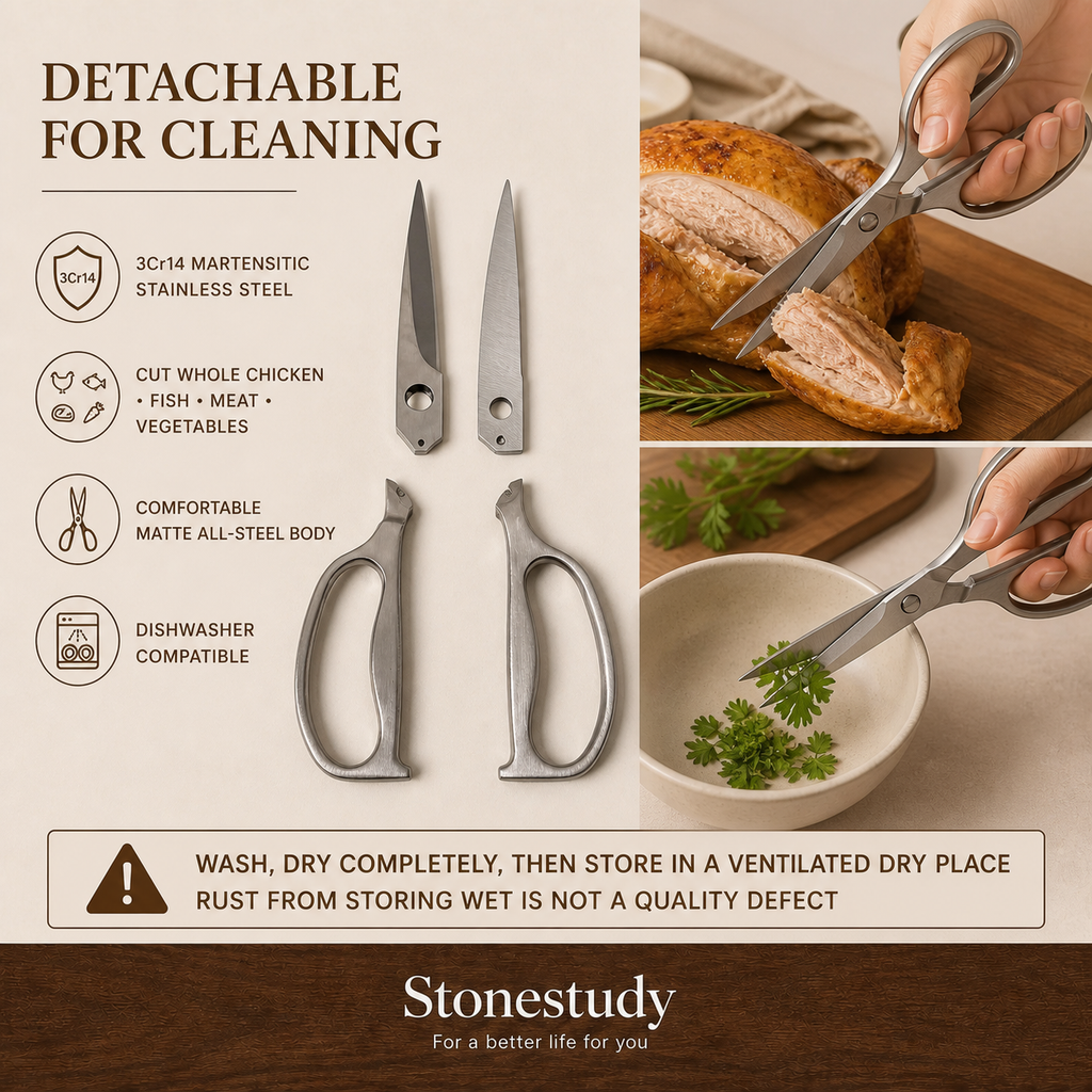 Detachable food scissors specifications and care