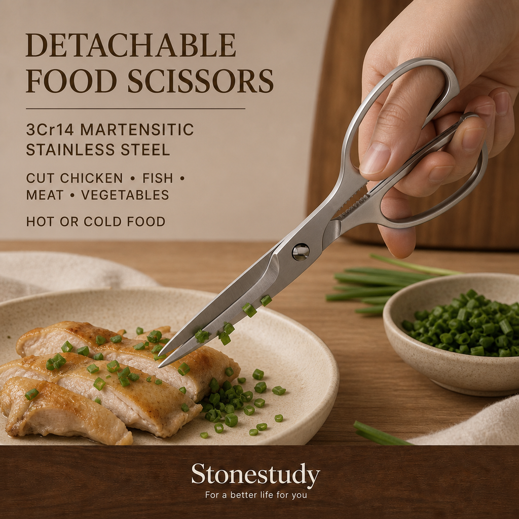 Detachable stainless food scissors hero
