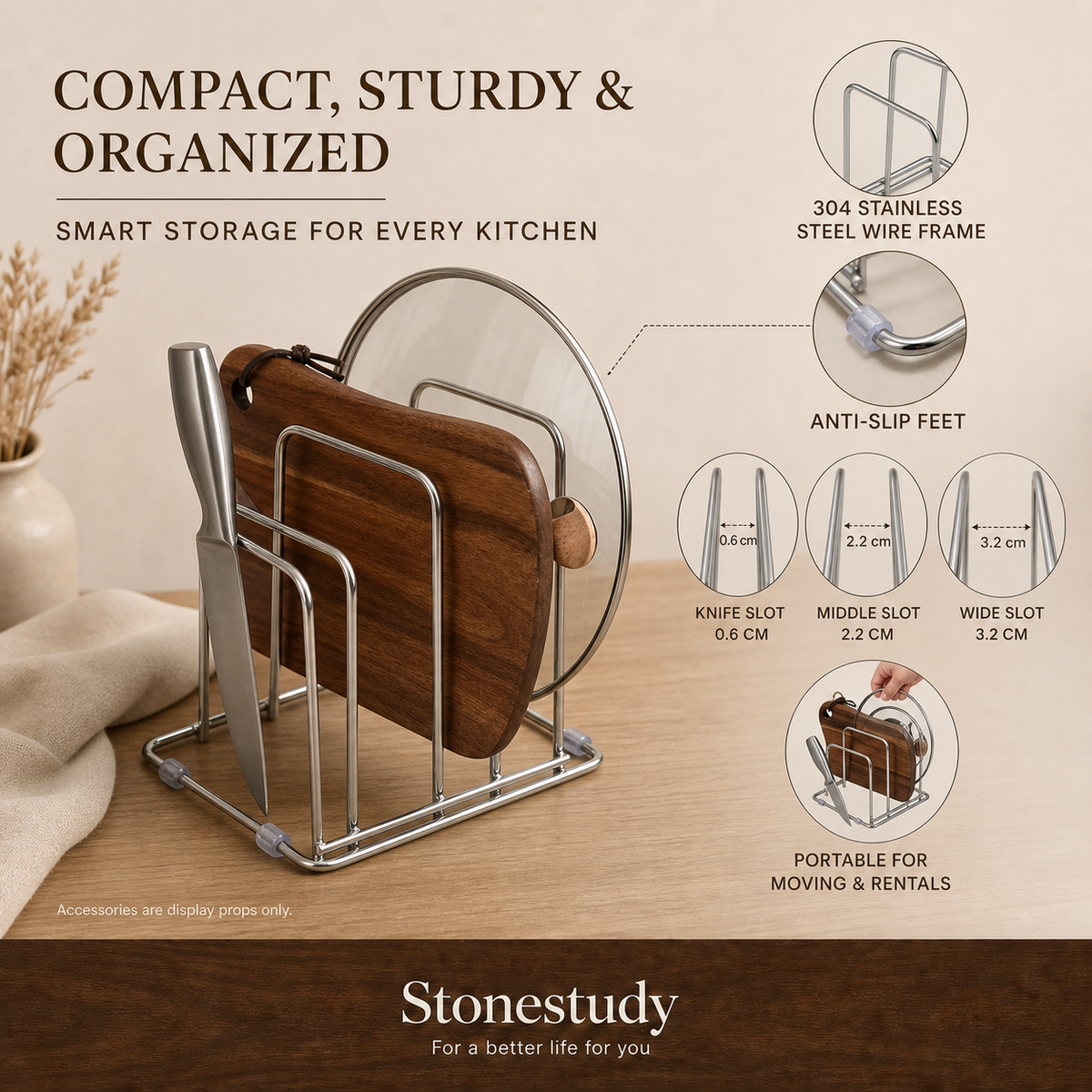 304 stainless steel compact kitchen organizer rack details