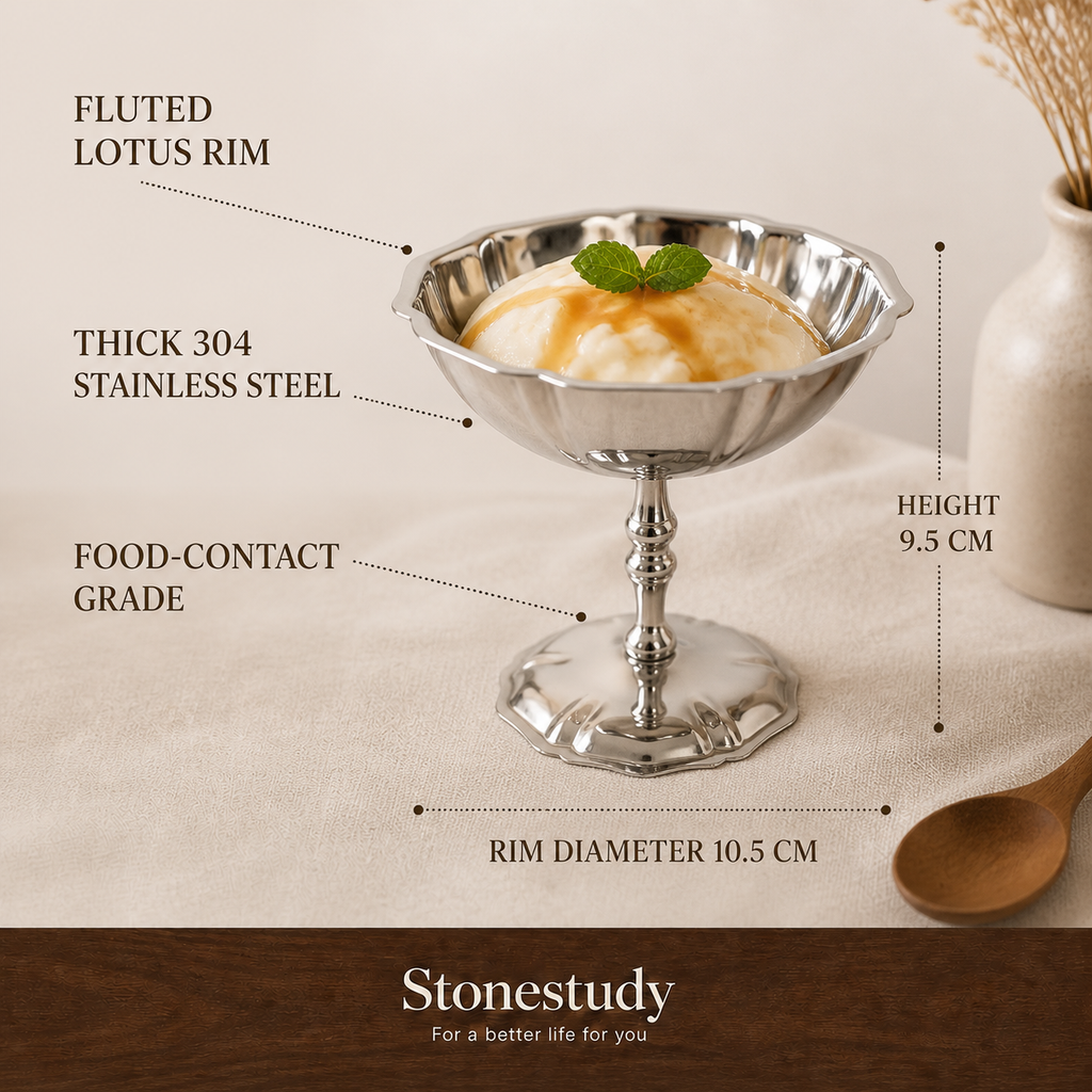 304 stainless vintage lotus dessert cup details