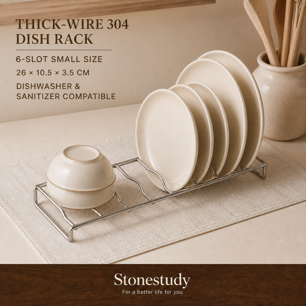 6-slot 304 stainless steel thick-wire dish rack holding plates