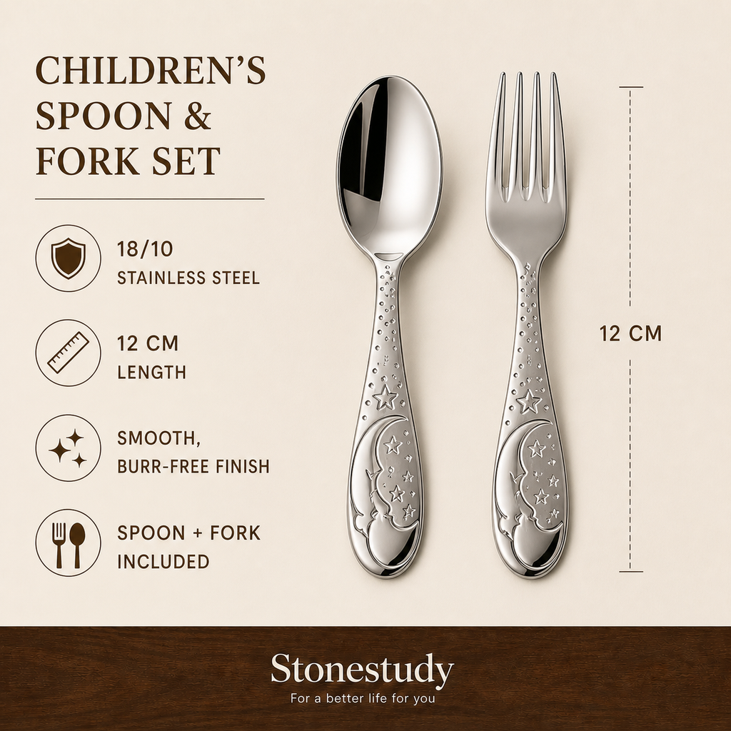 Children's spoon and fork set dimensions and engraving