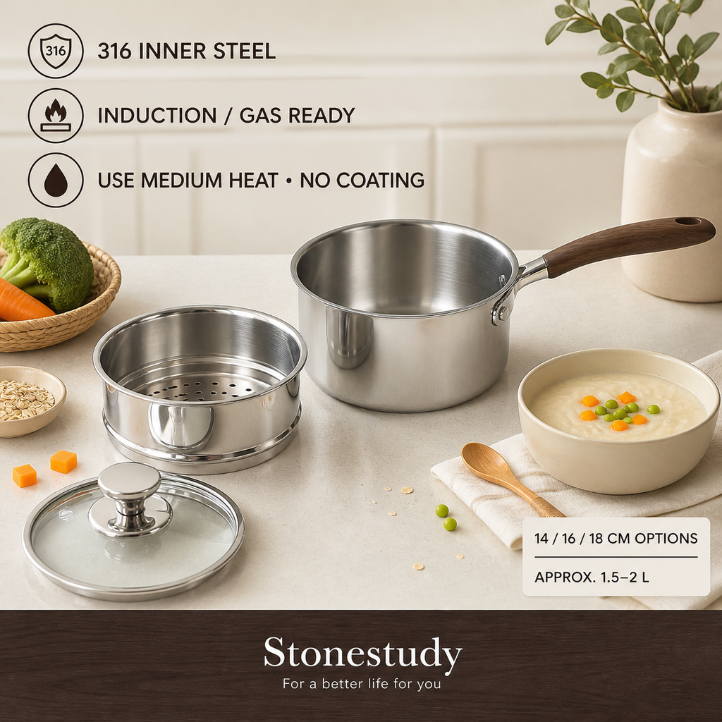 316 stainless steel baby saucepan detail