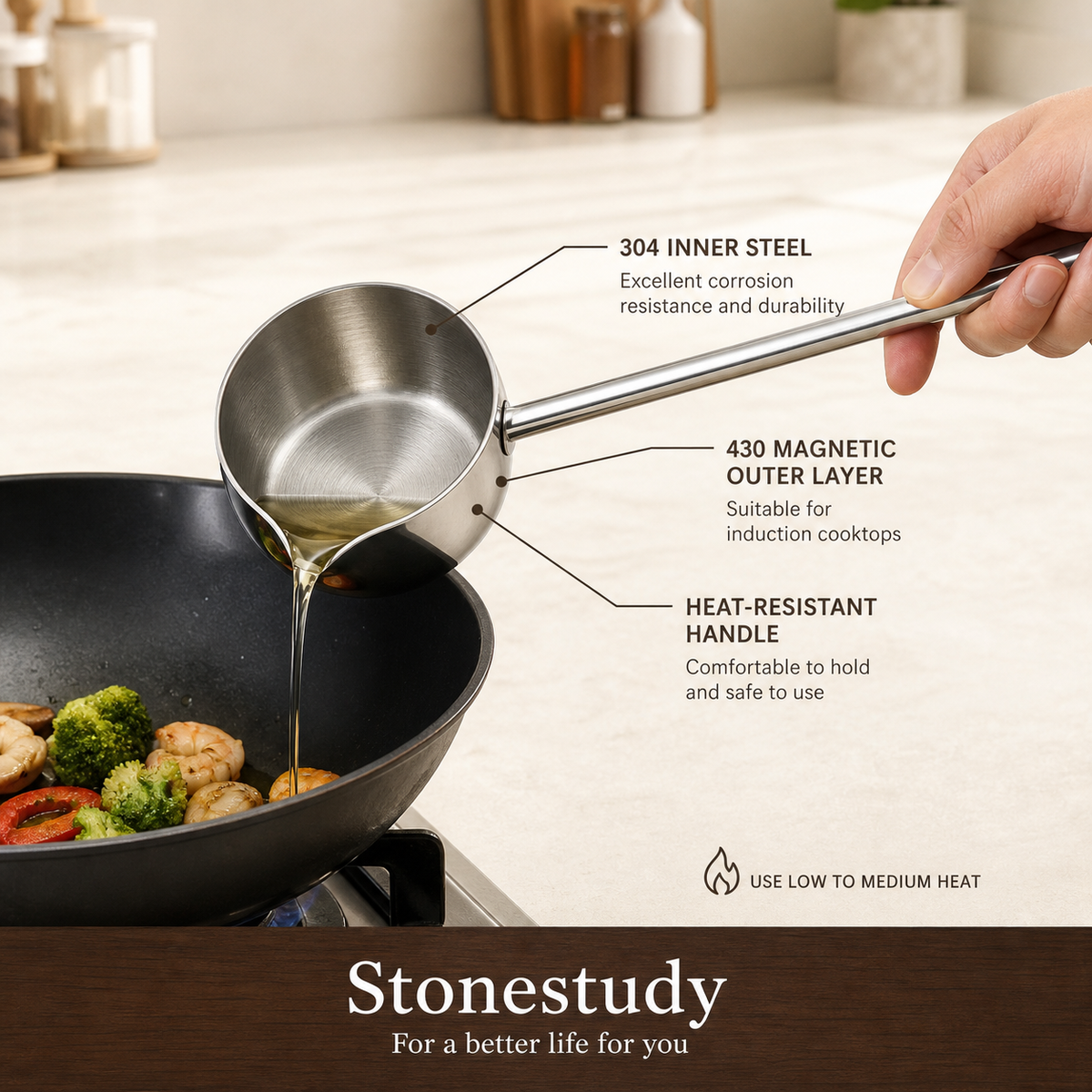 304 stainless steel oil pouring pan detail