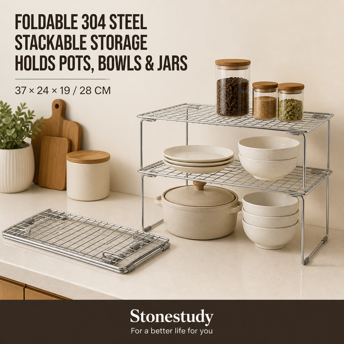 foldable 304 stainless steel kitchen rack hero