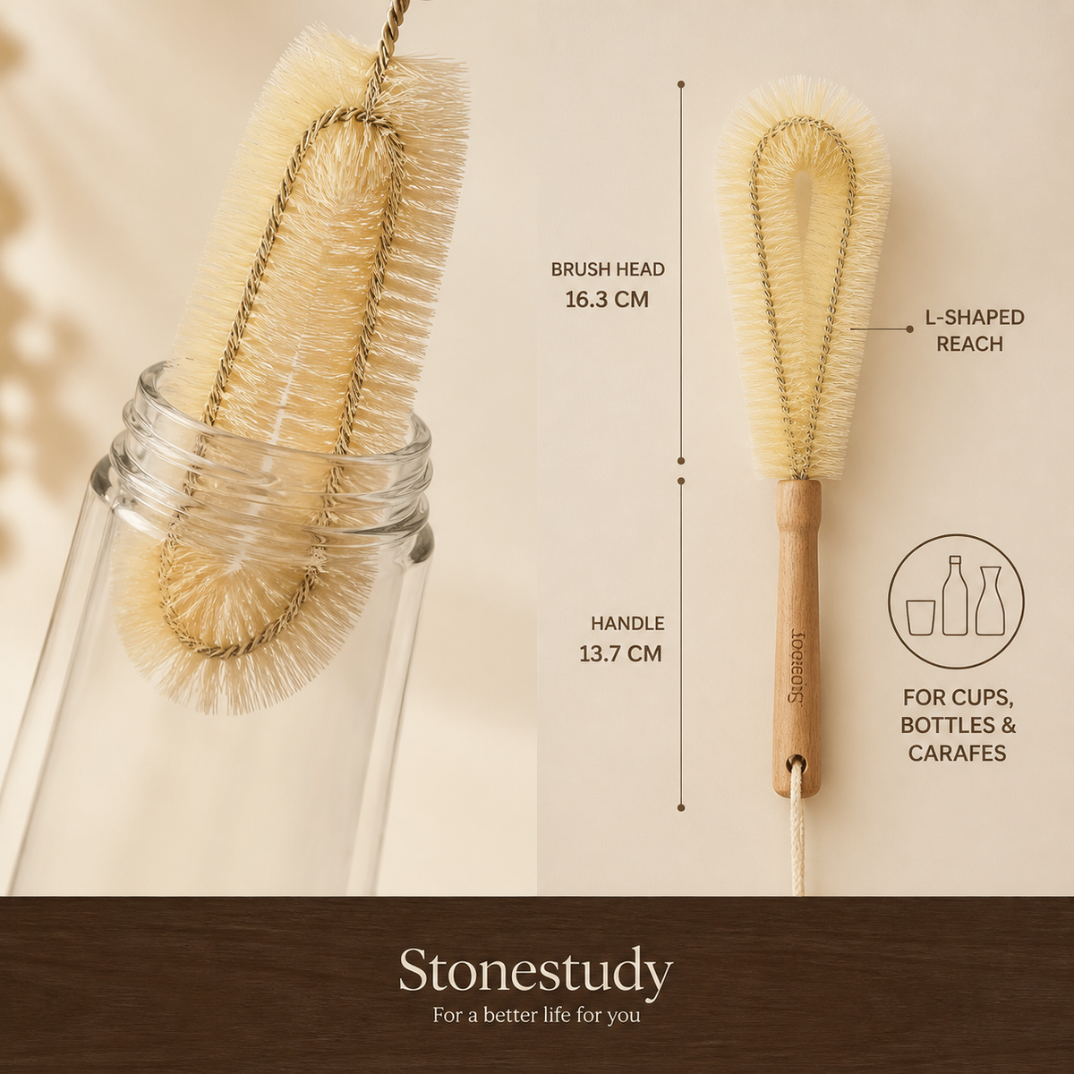long-handled nylon cup brush detail