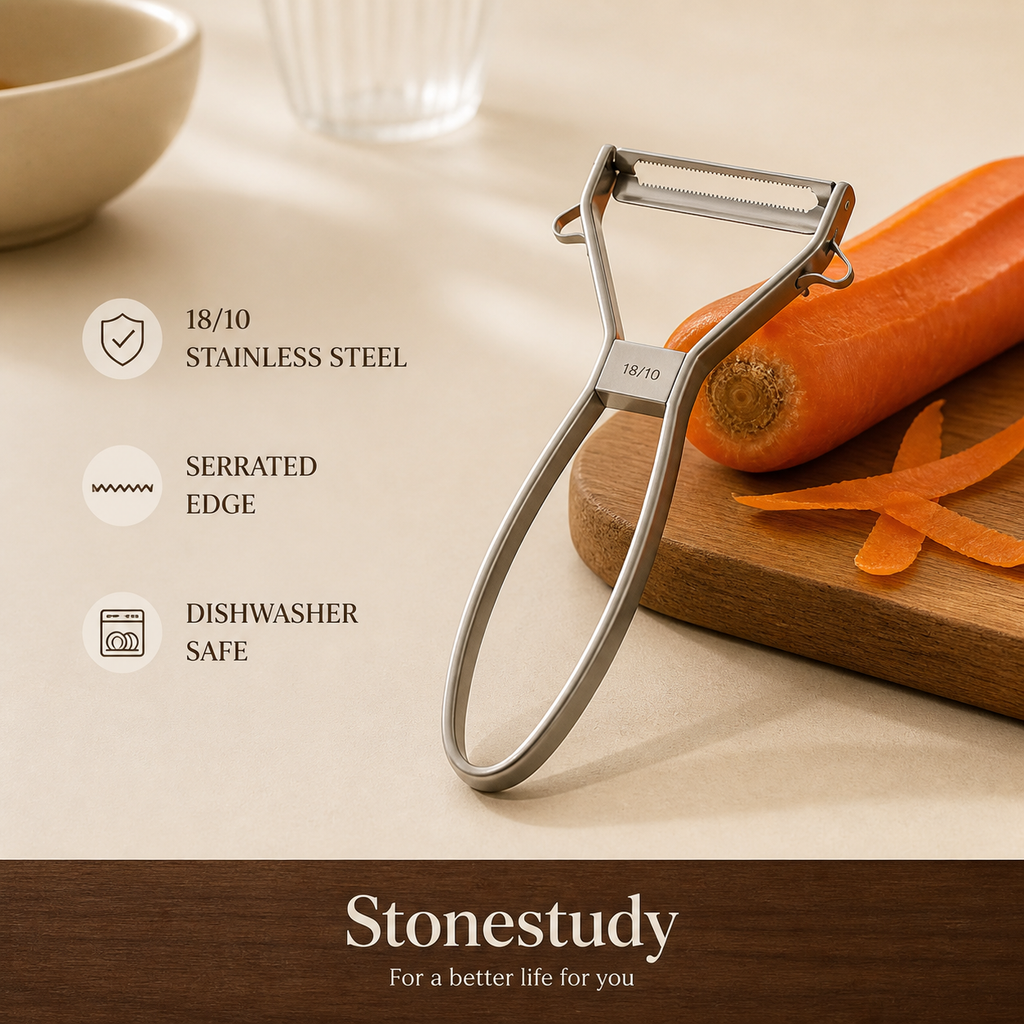 18/10 stainless steel serrated vegetable peeler hero
