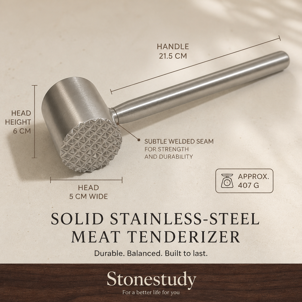 solid weighted 304 stainless steel meat tenderizer detail