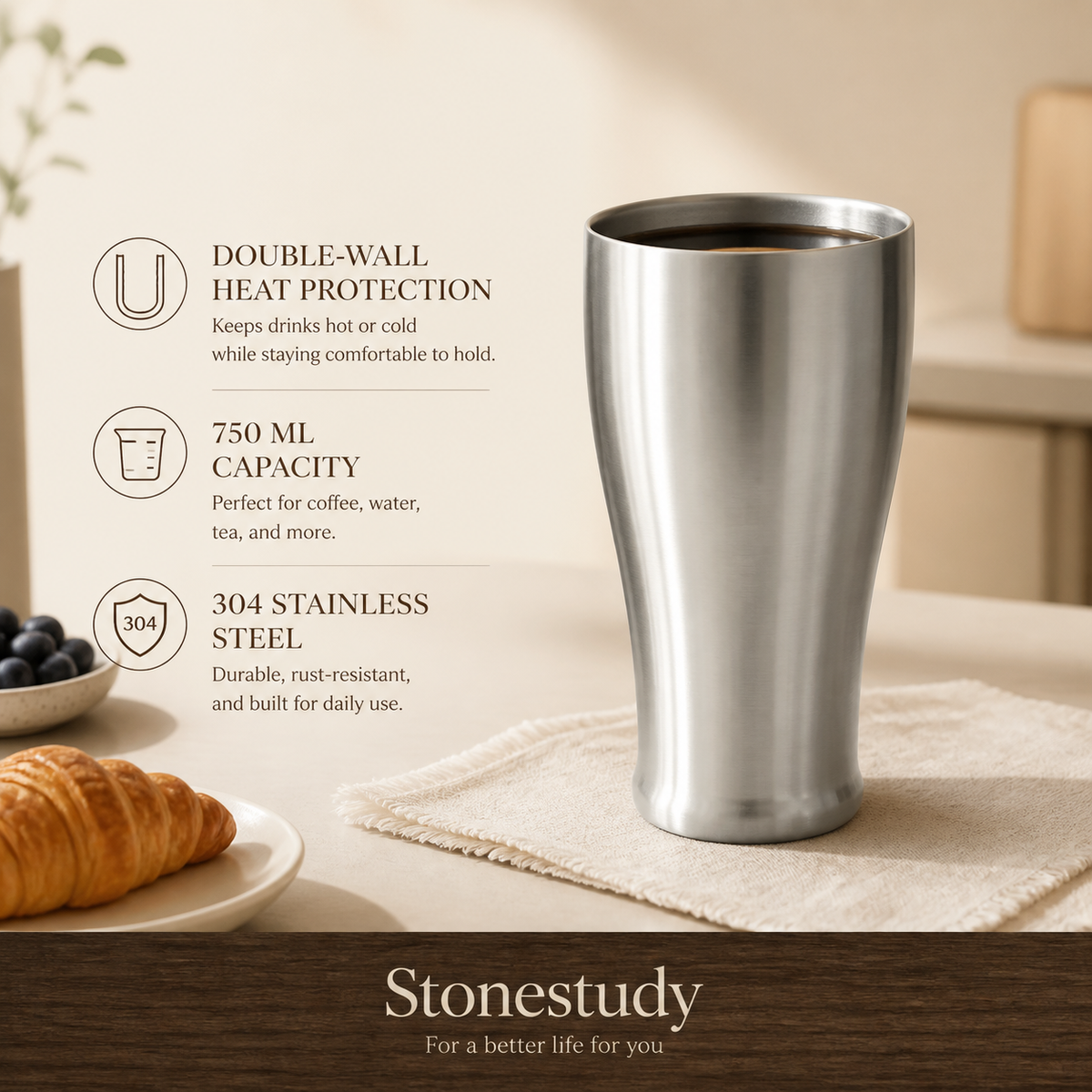 750 ml double-wall 304 stainless steel cup hero