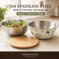 304 stainless steel mixing bowl and strainer set hero