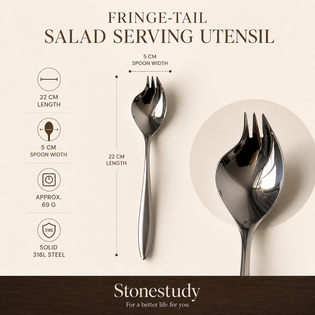 316L fringe-tail salad serving utensil detail