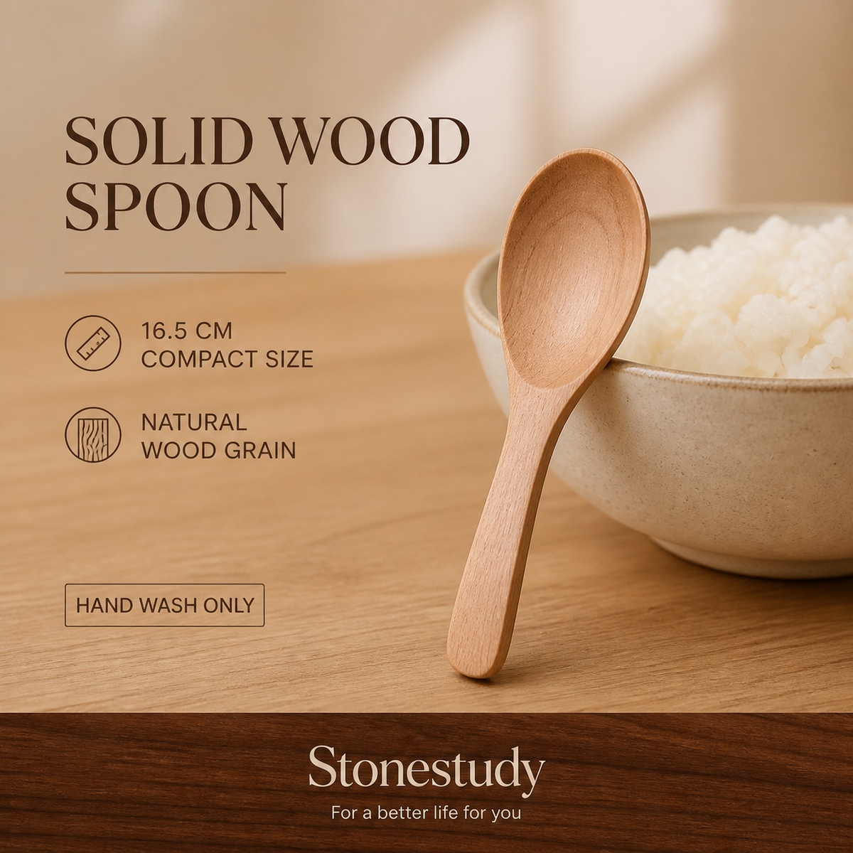 short-handle solid lotus wood spoon hero