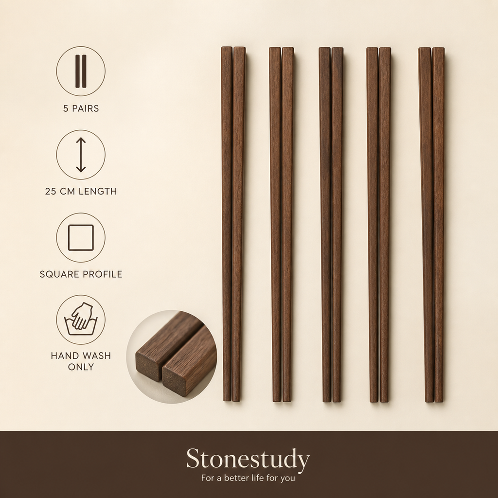 5-pair chicken-wing wood chopstick set detail