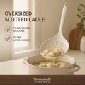 oversized food-grade silicone slotted ladle hero