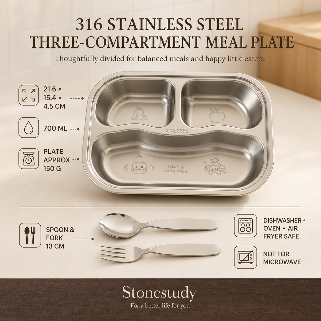 Meal plate capacities, materials and care details