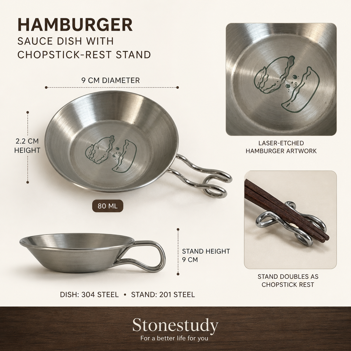 Sauce dish dimensions, materials and usage details