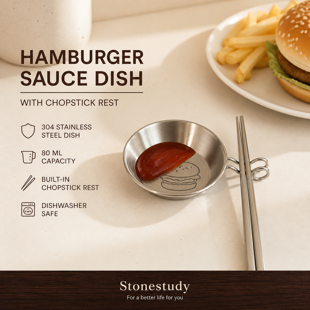 Hamburger sauce dish with chopstick rest