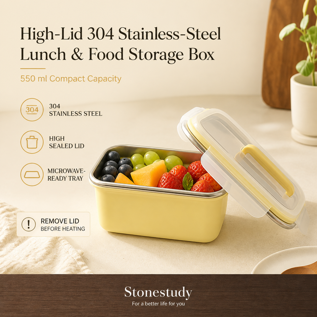 High-lid 304 stainless steel lunch box