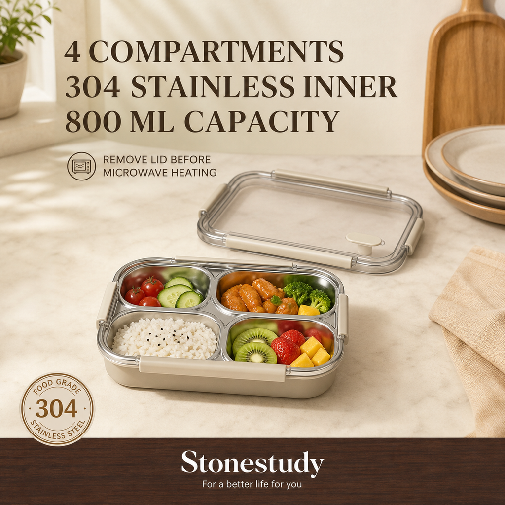 Four-compartment 304 stainless steel lunch box