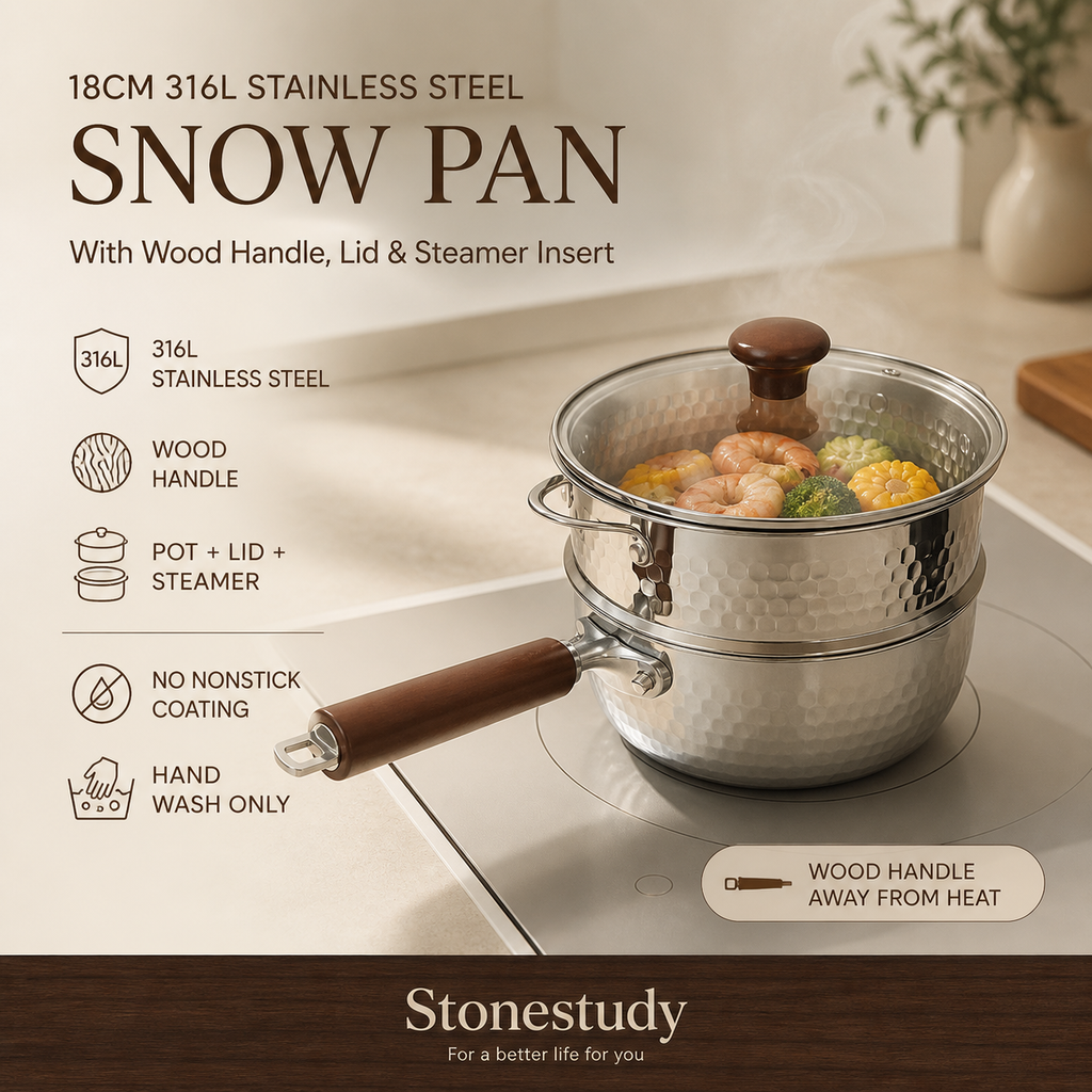 316L stainless steel snow pan with steamer