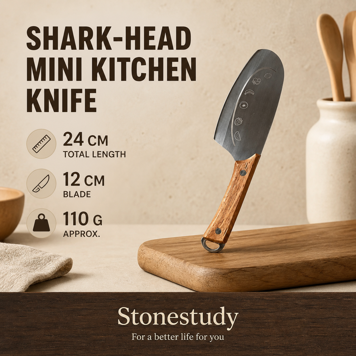 Shark-head mini stainless steel kitchen knife