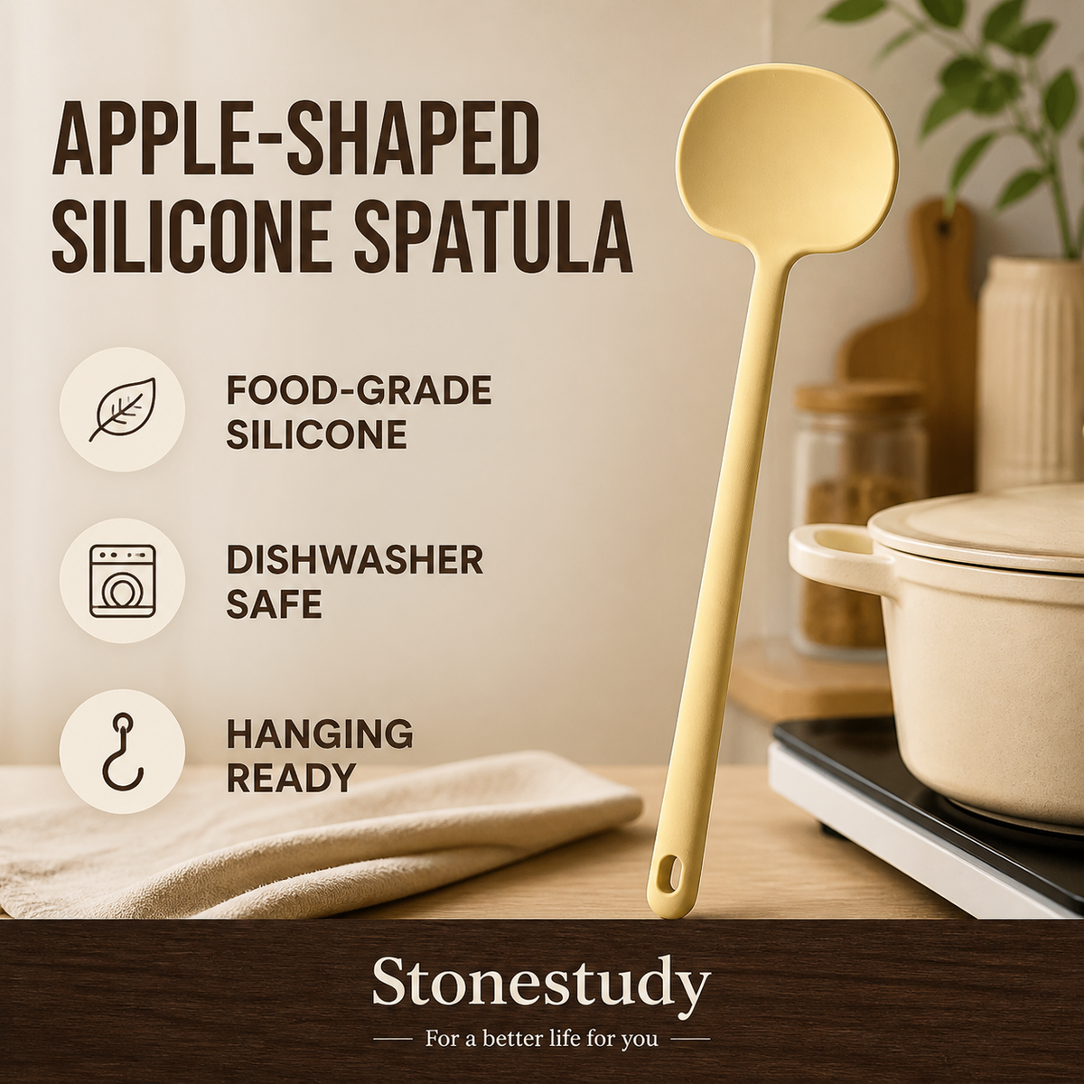 Apple-shaped food-grade silicone cooking spatula