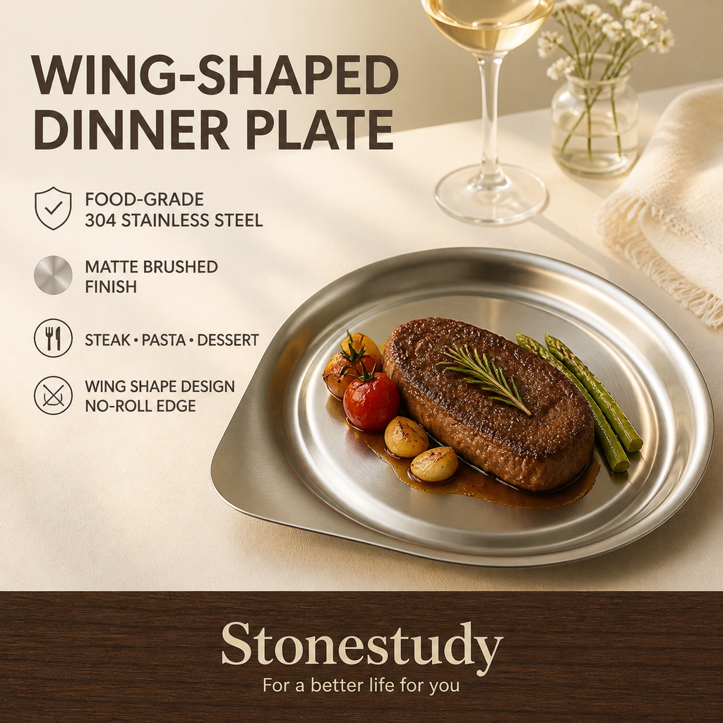 Wing-shaped 304 stainless steel dinner plate