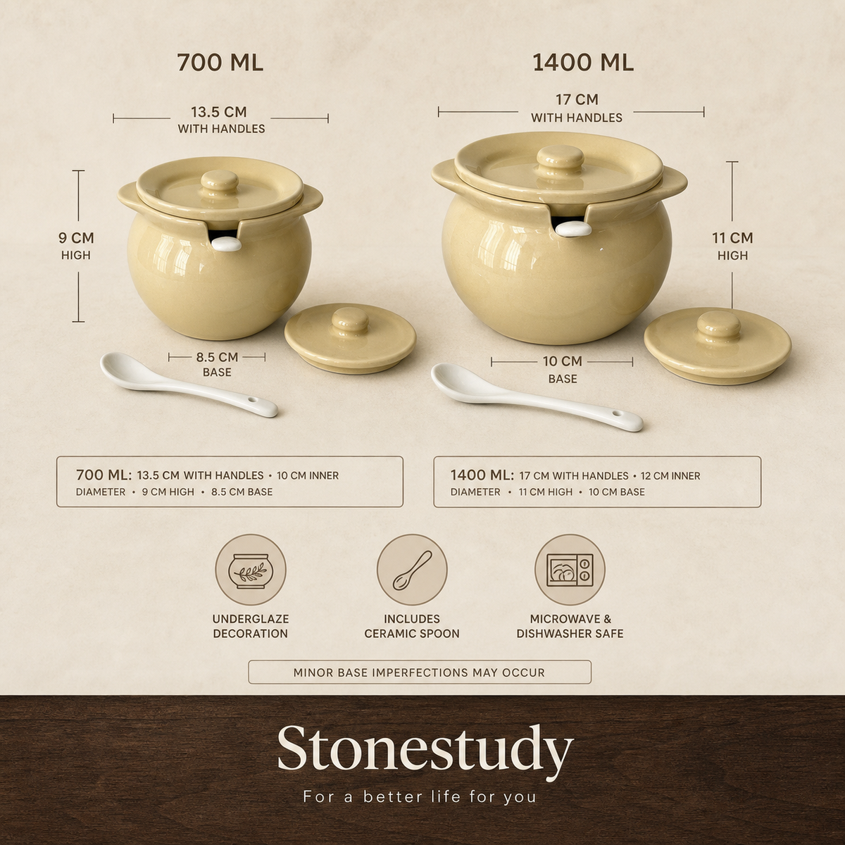 Ceramic storage jar sizes and care details