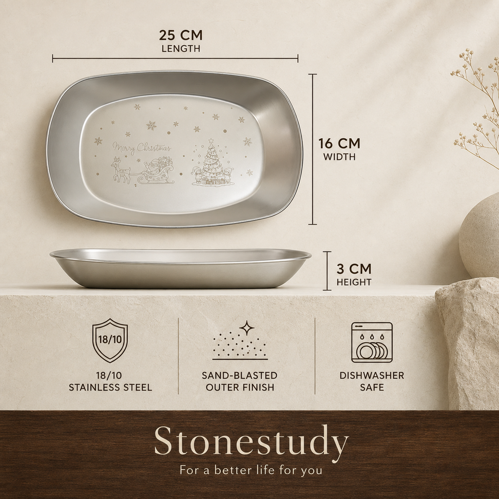Snack plate dimensions, finish and care